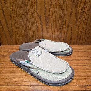 Sanuk Slides Mules Loafers Men's Size 8 "You Got My Back" 1108390 Tan Beach Surf